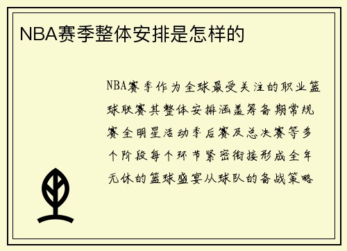 NBA赛季整体安排是怎样的